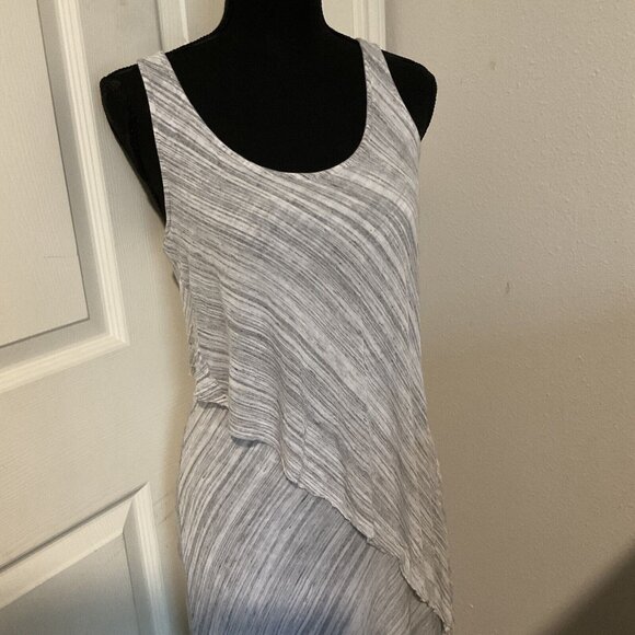 Splendid Dress Long Maxi Gray Striped Sun dress Layered Small Summer Sleeveless - Picture 3 of 9